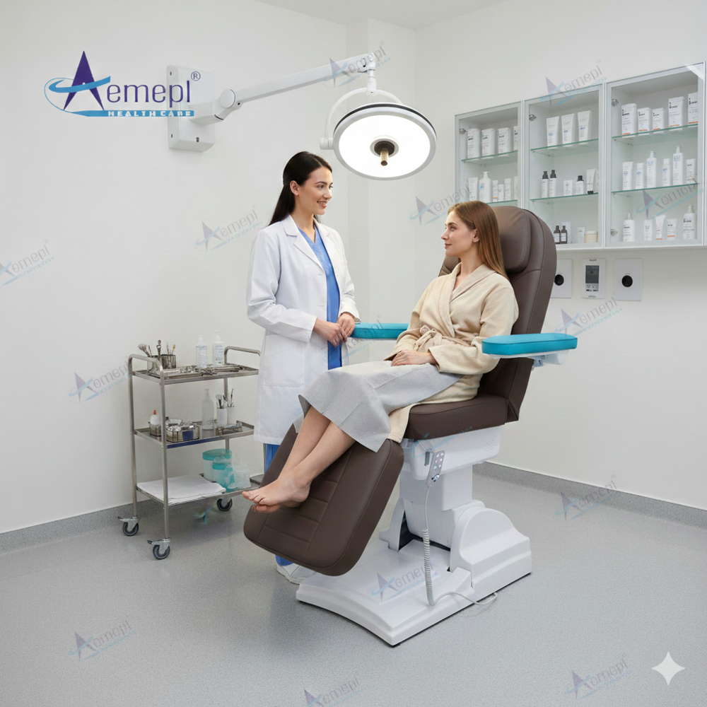 Derma Chair - Powder Coated, 78x22x26-36 Inches | Adjustable Height, 150 Kg Capacity, Ideal For Dermatology And Hair Treatment