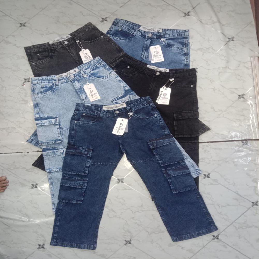 Denim non lycra baggy cargo trousers