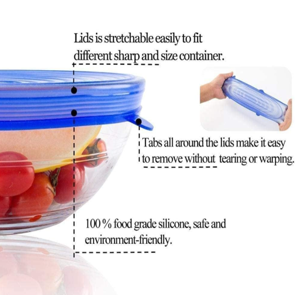 6pcs Silicone Lid Sets - Capacity: 20l X 30w Millimeters Milliliter (Ml)