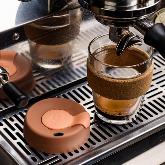 Reusable Borosilicate Glass Coffee Cup with Cork Sleeve and Silicone Splash-Proof Lid