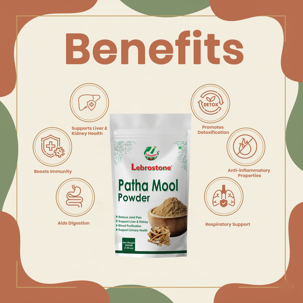Lebrostone Patha Mool Powder Ayurvedic Herbal Detox for Liver, Kidney, Immunity, Digestion & Respiratory Health(200g)