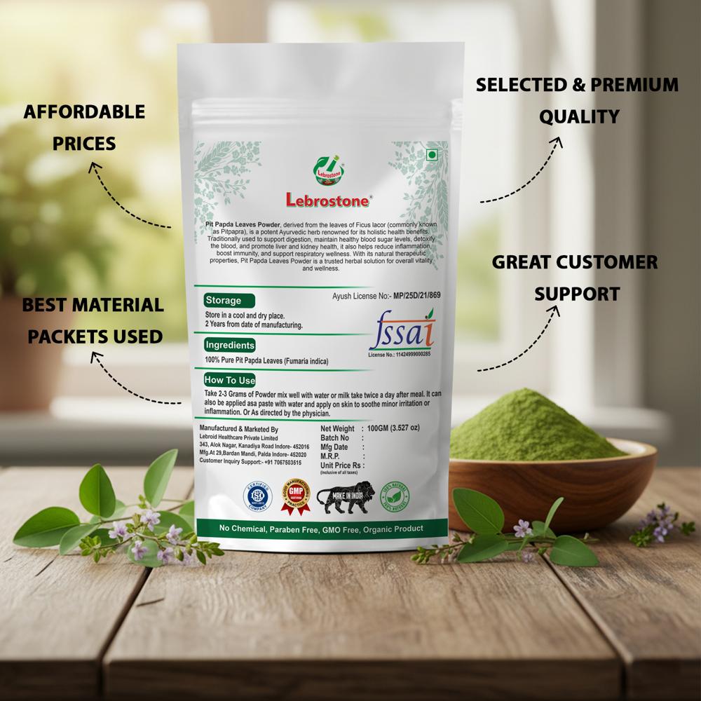 Lebrostone Pitpapra Leaves Powder  Natural Blood Purifier, Liver Support, Digestive & Immunity Booster(100g)