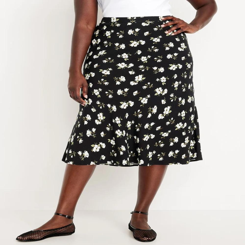 W13431 OLD NAVY Ladies Crepe A-Line Midi Skirt