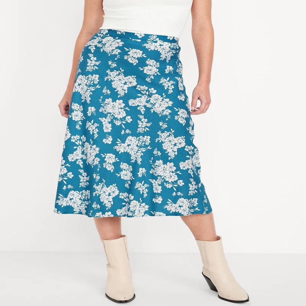 W13431 OLD NAVY Ladies Crepe A-Line Midi Skirt