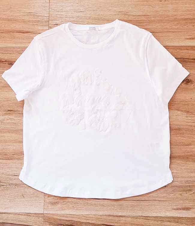 W13453 Tiffosi Ladies Applique Top - Color: White