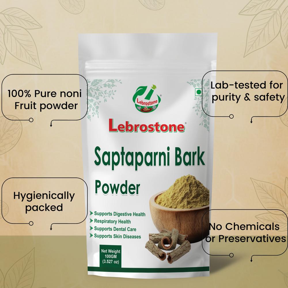 Lebrostone Saptaparni Bark Powder  Fever & Malaria Relief, Immunity Booster, Respiratory, Digestive & Anti-inflammatory Support(100g)