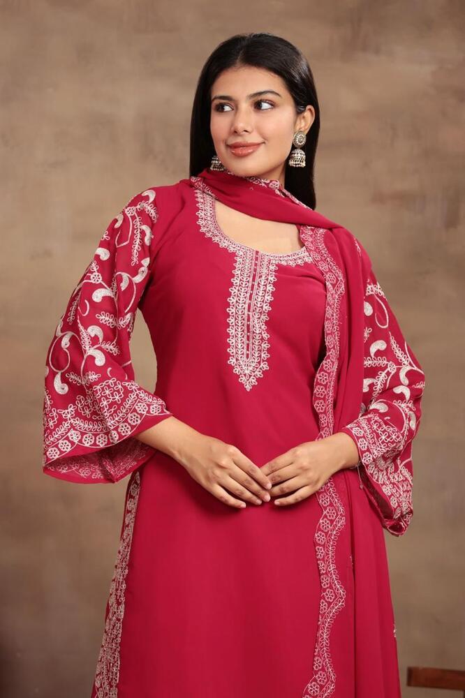 Georgette heavy embroidered set
