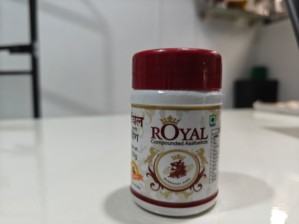 A1 Royal Compounded Asafoetida 50Gram - Asafoetida Blend, Light Brown, PET Jar | Pungent Aromatic Flavor, Vegetarian, Hygienically Packed