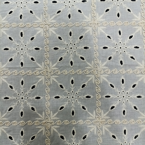 AS-12009 White Schiffli Embroidery Fabric