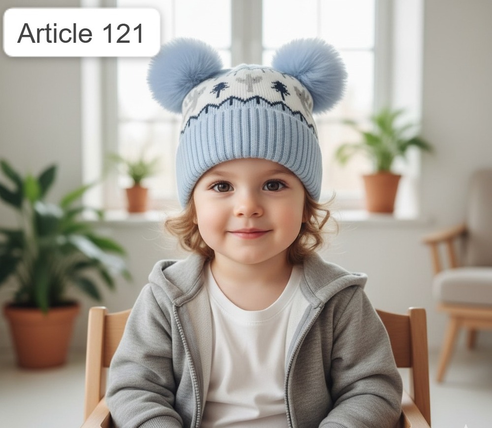 Kids Woolen Beanie With Double Pompom