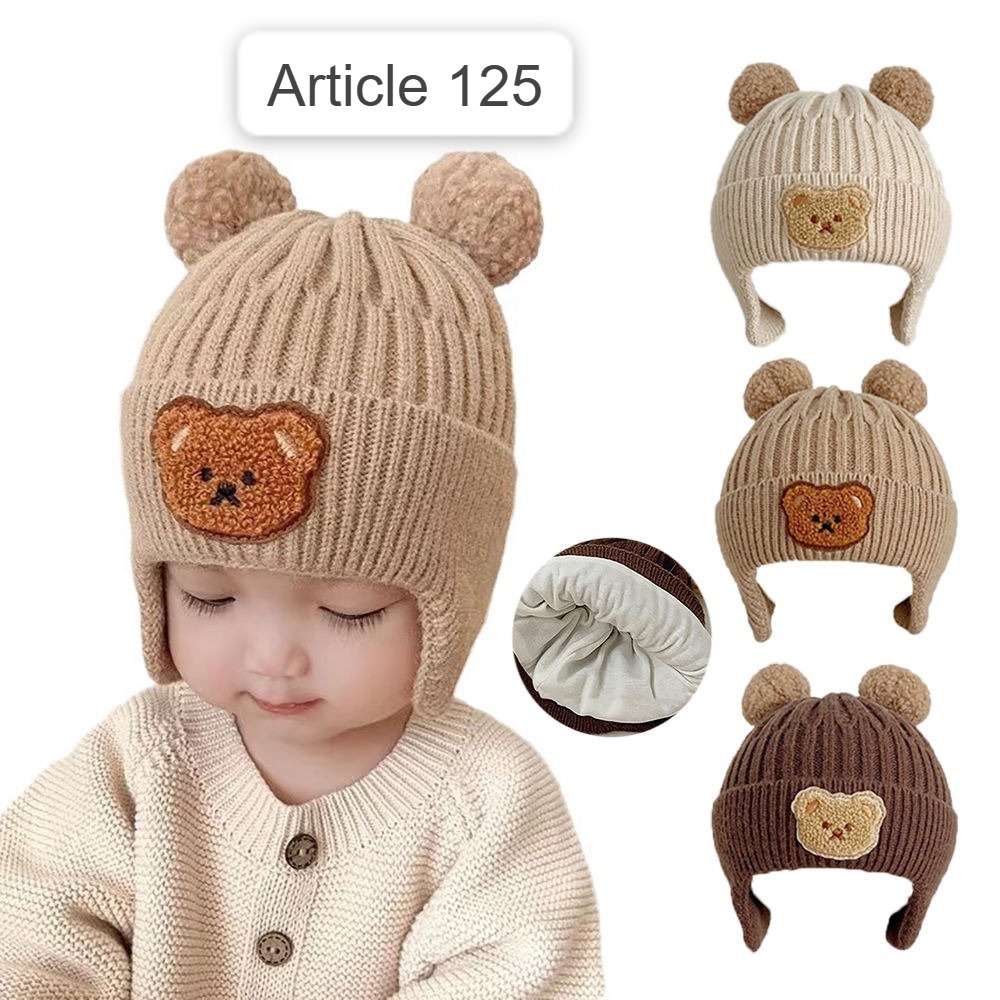 Cute Bear Embroidered Pullover Knit Beanie