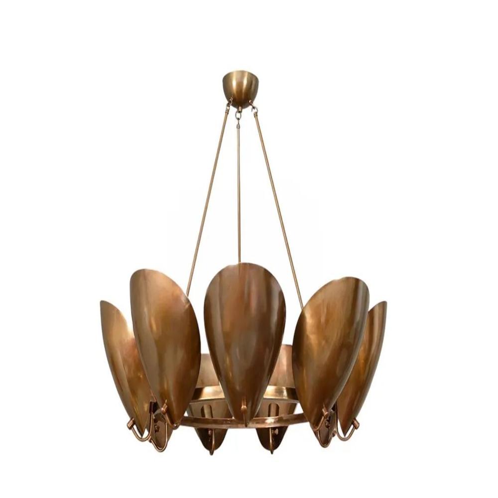 9 Light Circle Shade Pendant Mid Century Brass Sputnik chandelier light Fixture