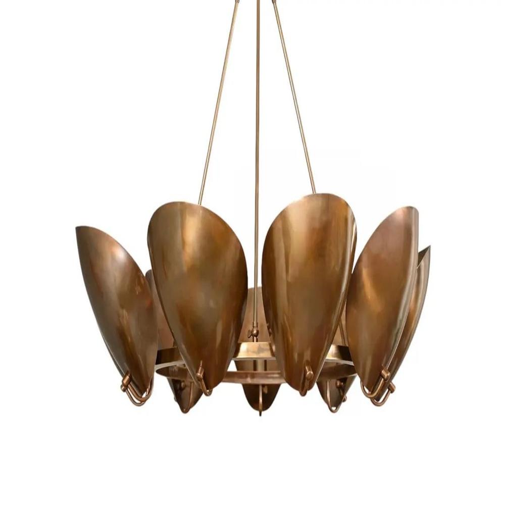 9 Light Circle Shade Pendant Mid Century Brass Sputnik chandelier light Fixture