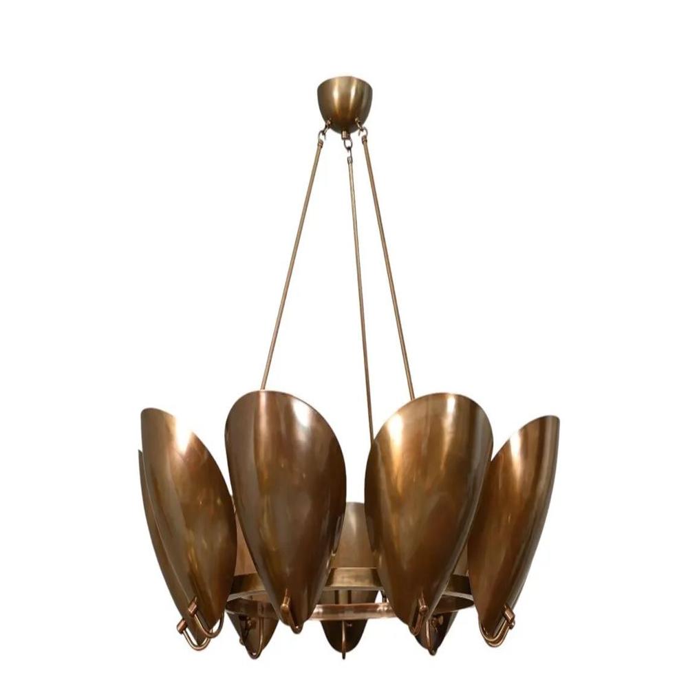 9 Light Circle Shade Pendant Mid Century Brass Sputnik chandelier light Fixture