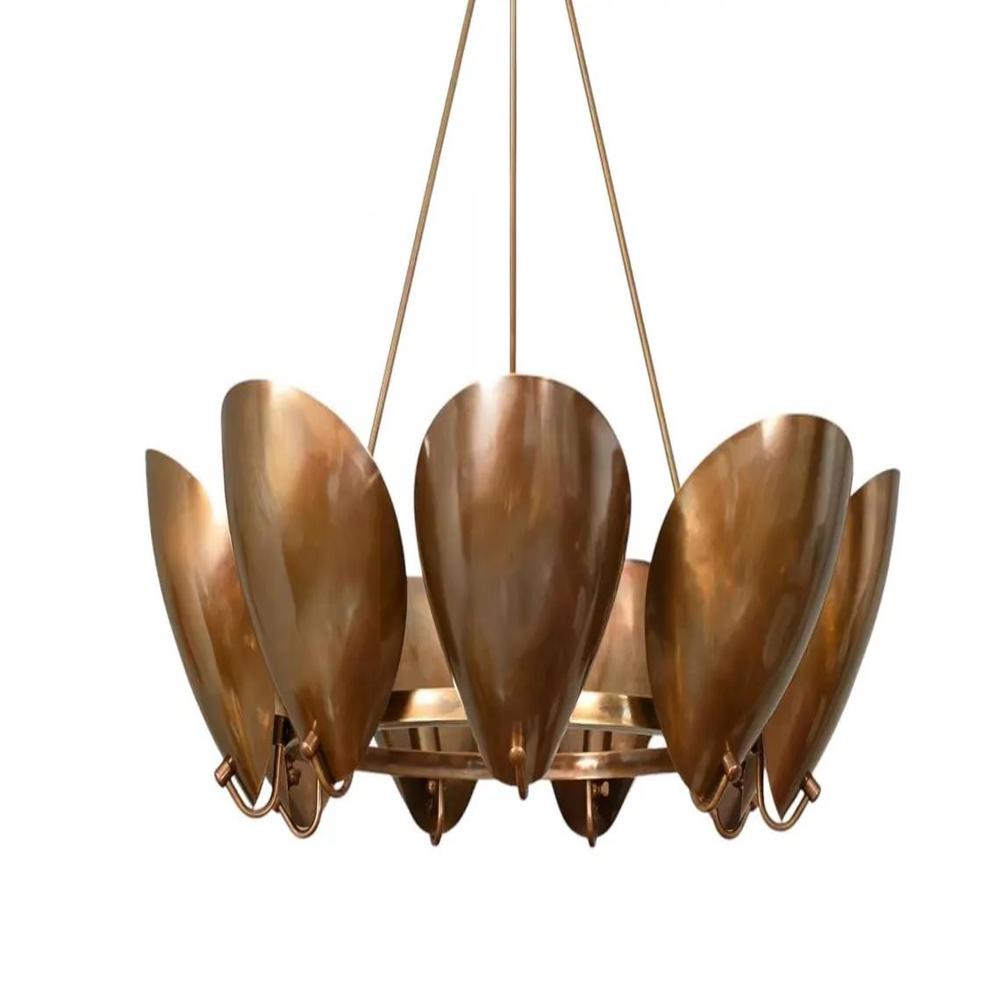 9 Light Circle Shade Pendant Mid Century Brass Sputnik chandelier light Fixture