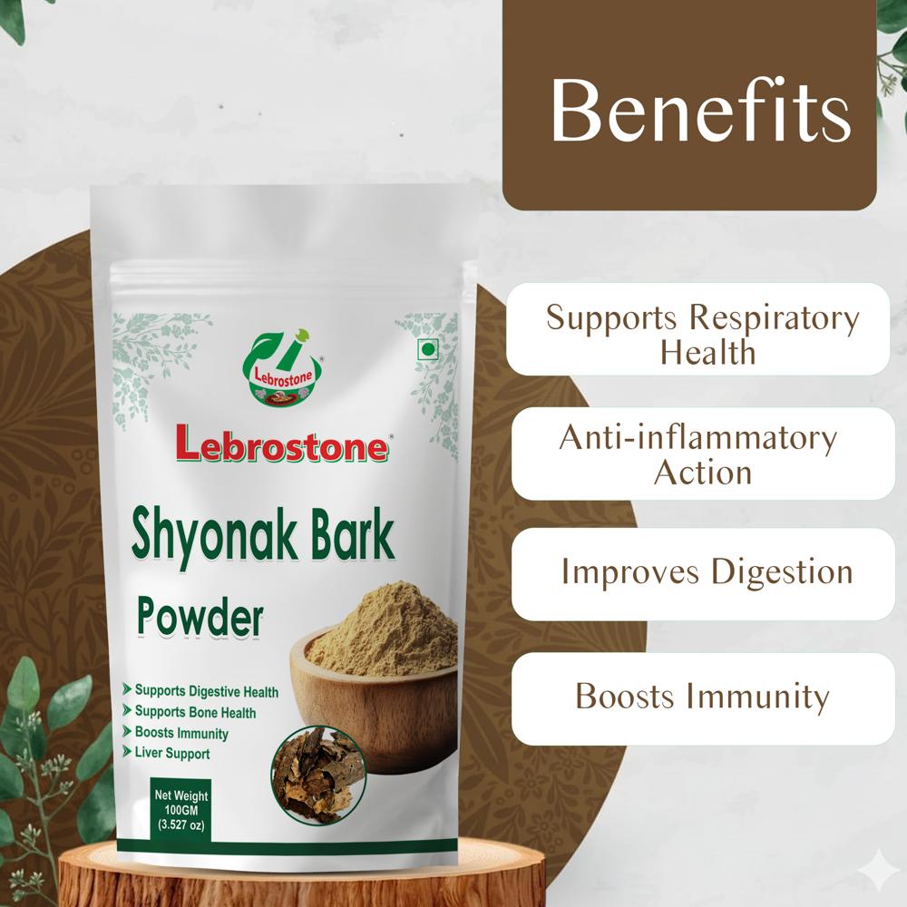 Lebrostone Shyonak Bark Powder Anti Inflammatory, Respiratory & Digestive Health Herbal Supplement(100g)