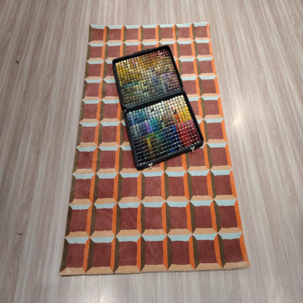 Hand Tufted Rug - Wool, 4 X 6 Feet , Colorful Patterns, Rectangular Shape, Easy To Clean, Suitable For Home & Office Furnishing