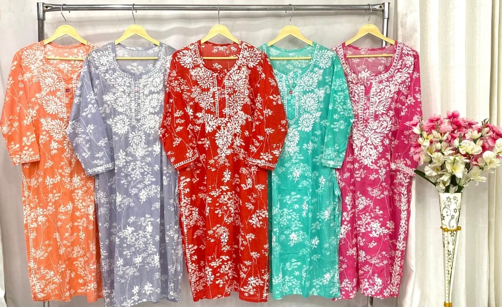 Fancy Mul Mul Kurti - Bust Size: 36 / 38 / 40 / 42 / 44 (Varies By Size)