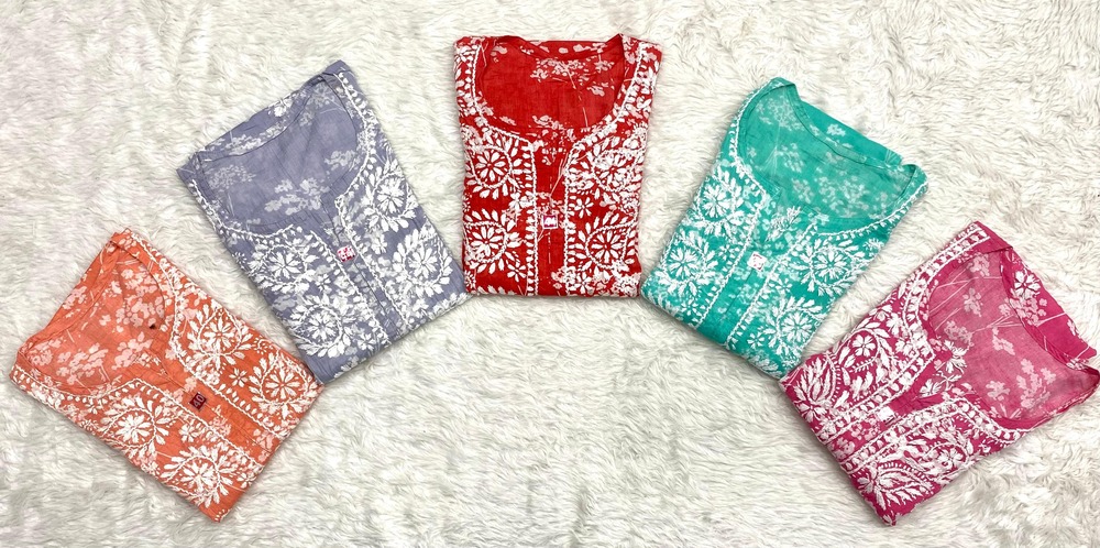 Fancy Mul Mul Kurti - Bust Size: 36 / 38 / 40 / 42 / 44 (Varies By Size)