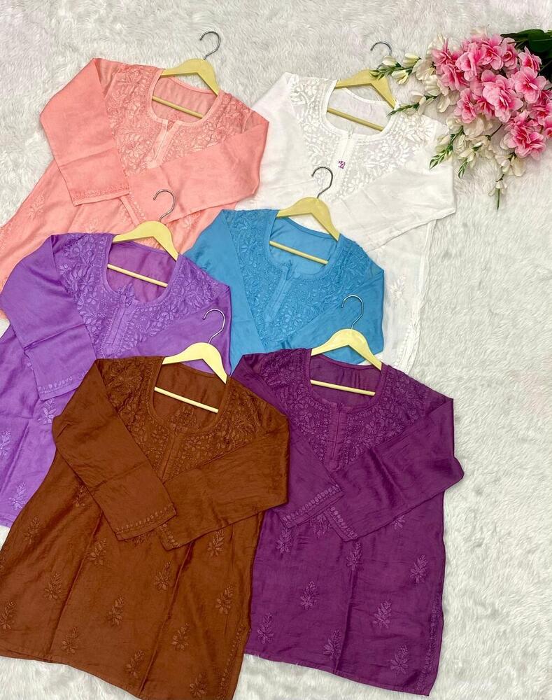 Chanderi Short Top - Bust Size: M: 38