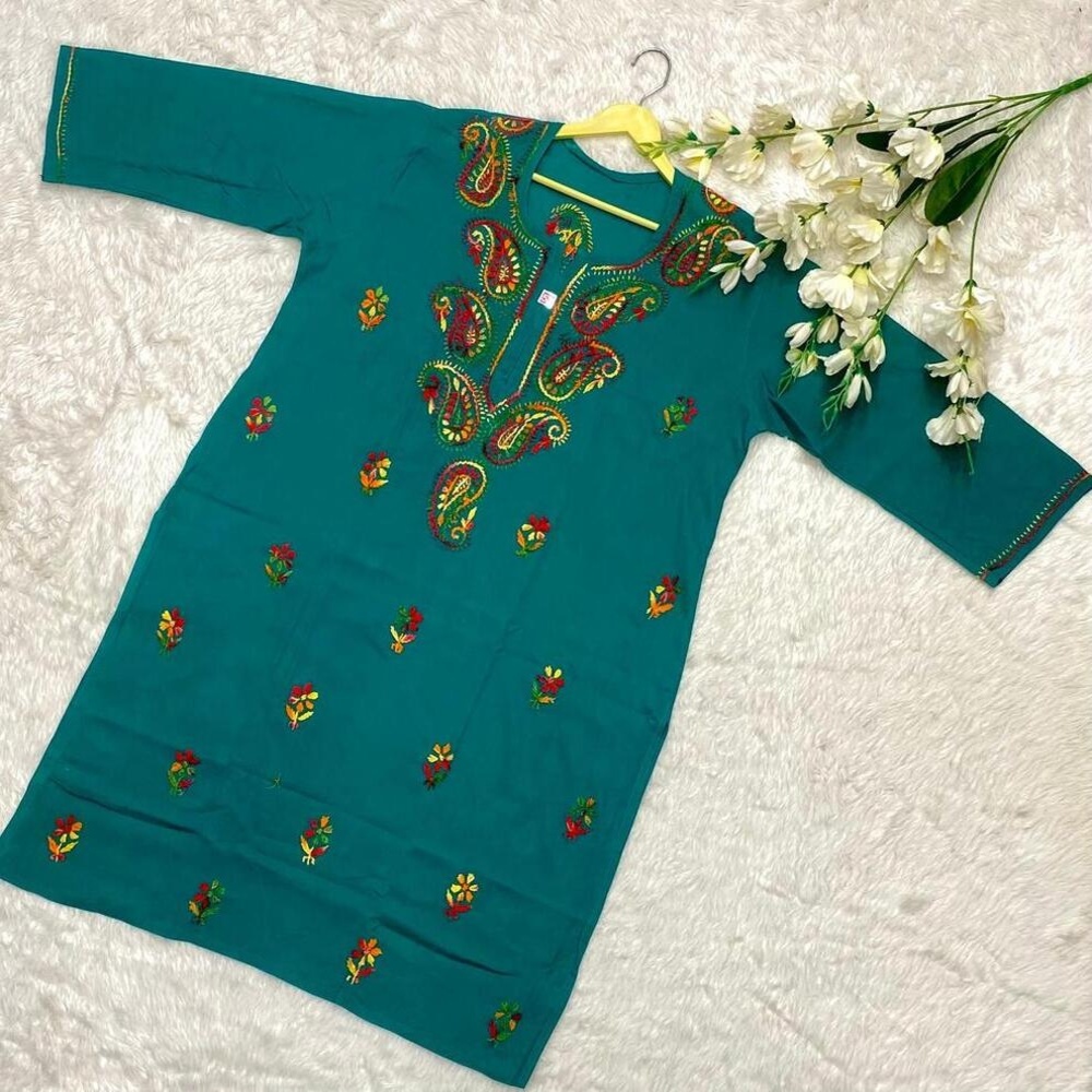 Plus Size Kashmiri Kurti - Bust Size: 44-50 Inches (Varies By Size)