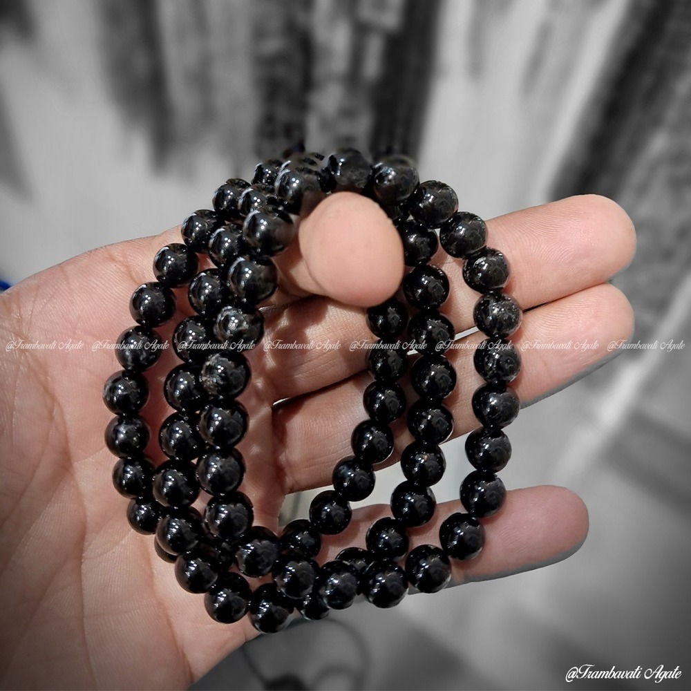 8mm Natural Black Obsidian Stone Bracelet