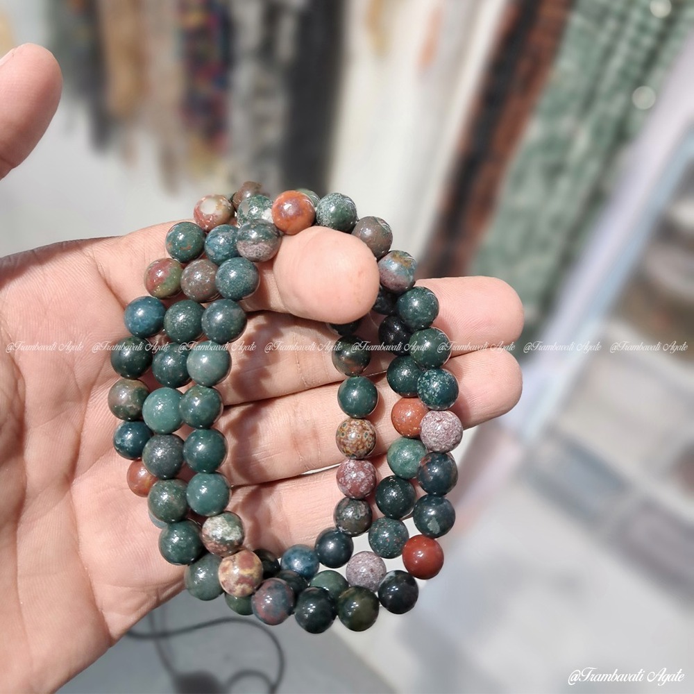 8mm Natural Bloodstone Stone Bracelet