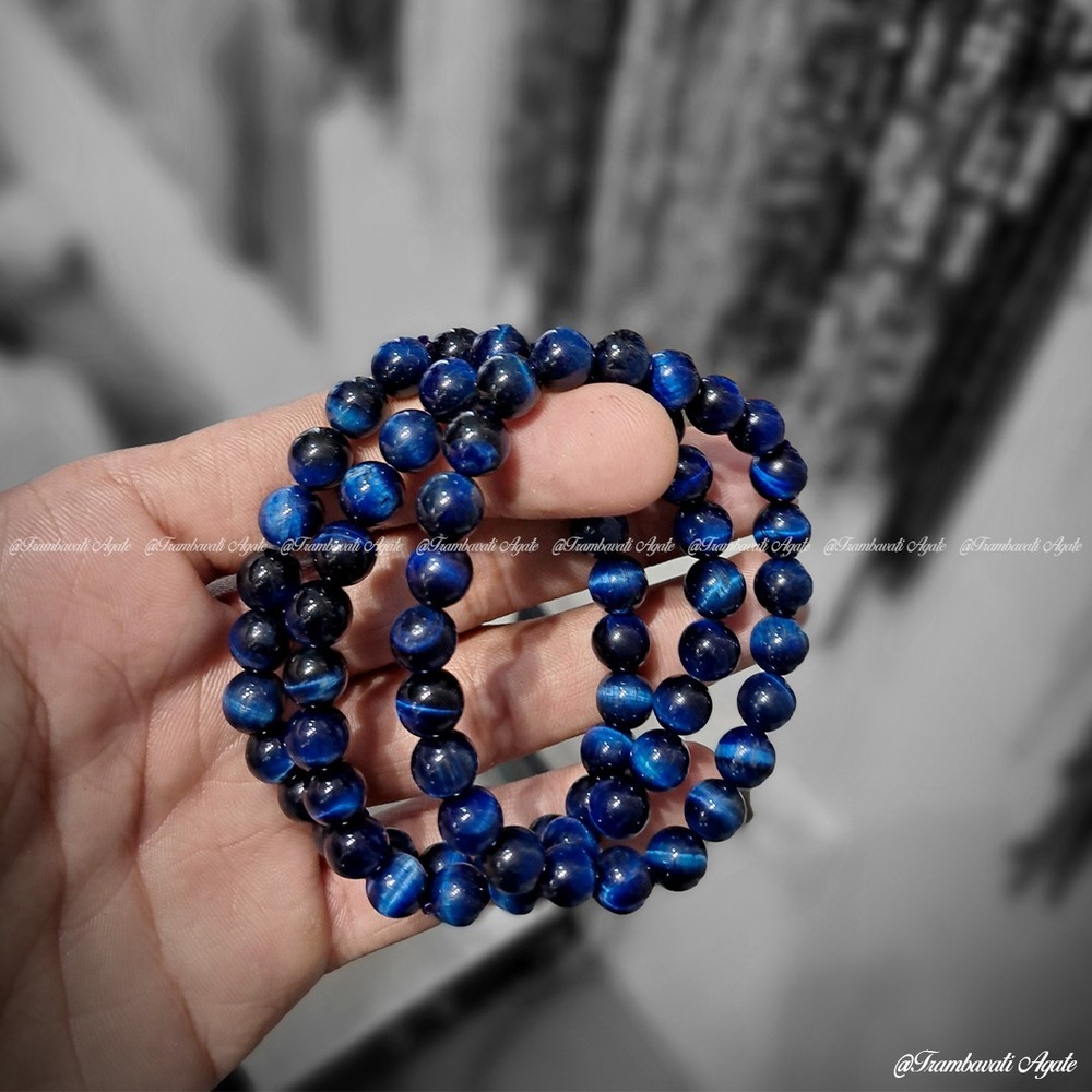 8mm Natural Blue Tiger Eye Stone Bracelet