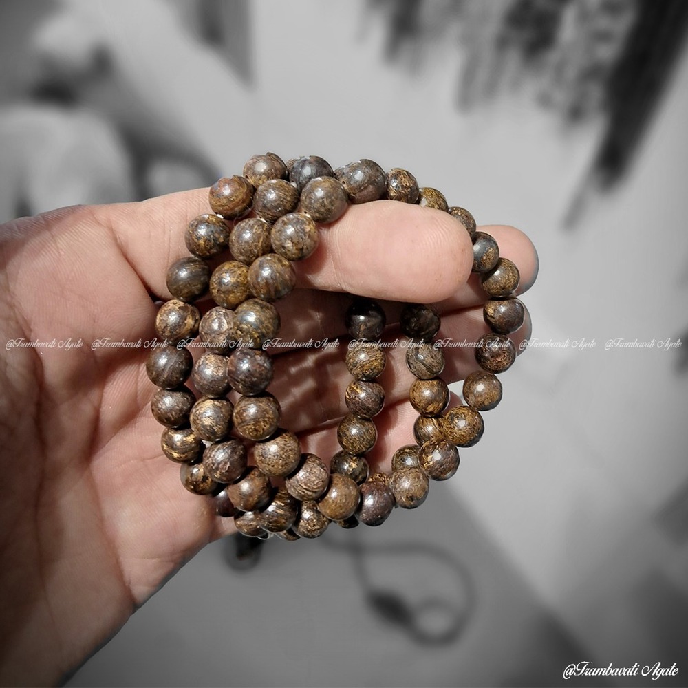 8mm Natural Bronzite Stone Bracelet