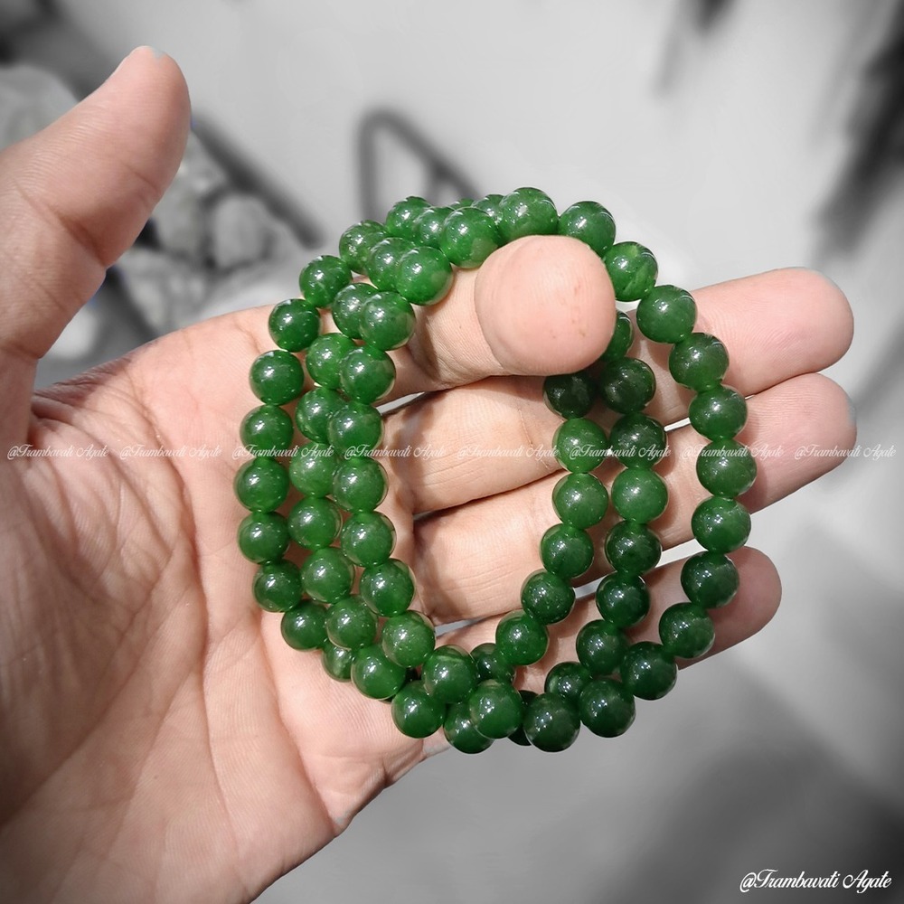 8mm Natural Green Jade Stone Bracelet
