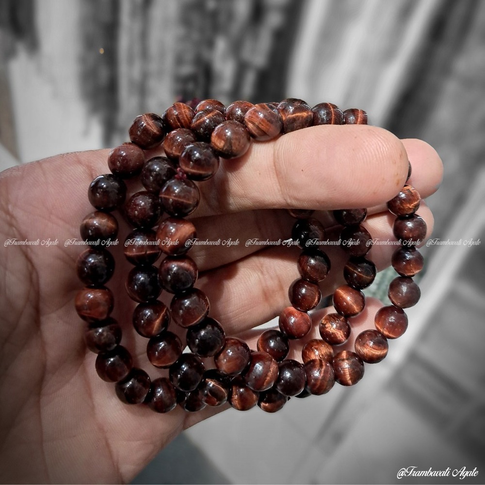 8mm Natural Red Tiger Eye Stone Bracelet
