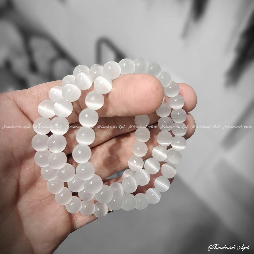 8mm Natural Selenite Stone Bracelet