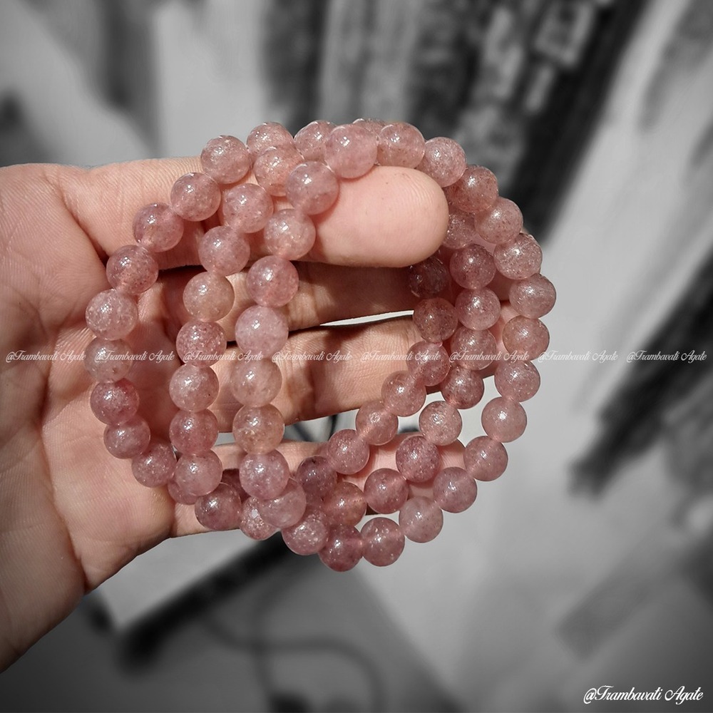8mm Natural Strawberry Quartz Stone Bracelet