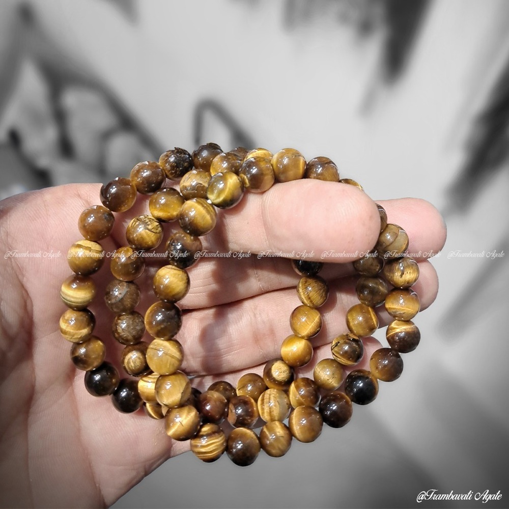 8mm Natural Tiger Eye Stone Bracelet