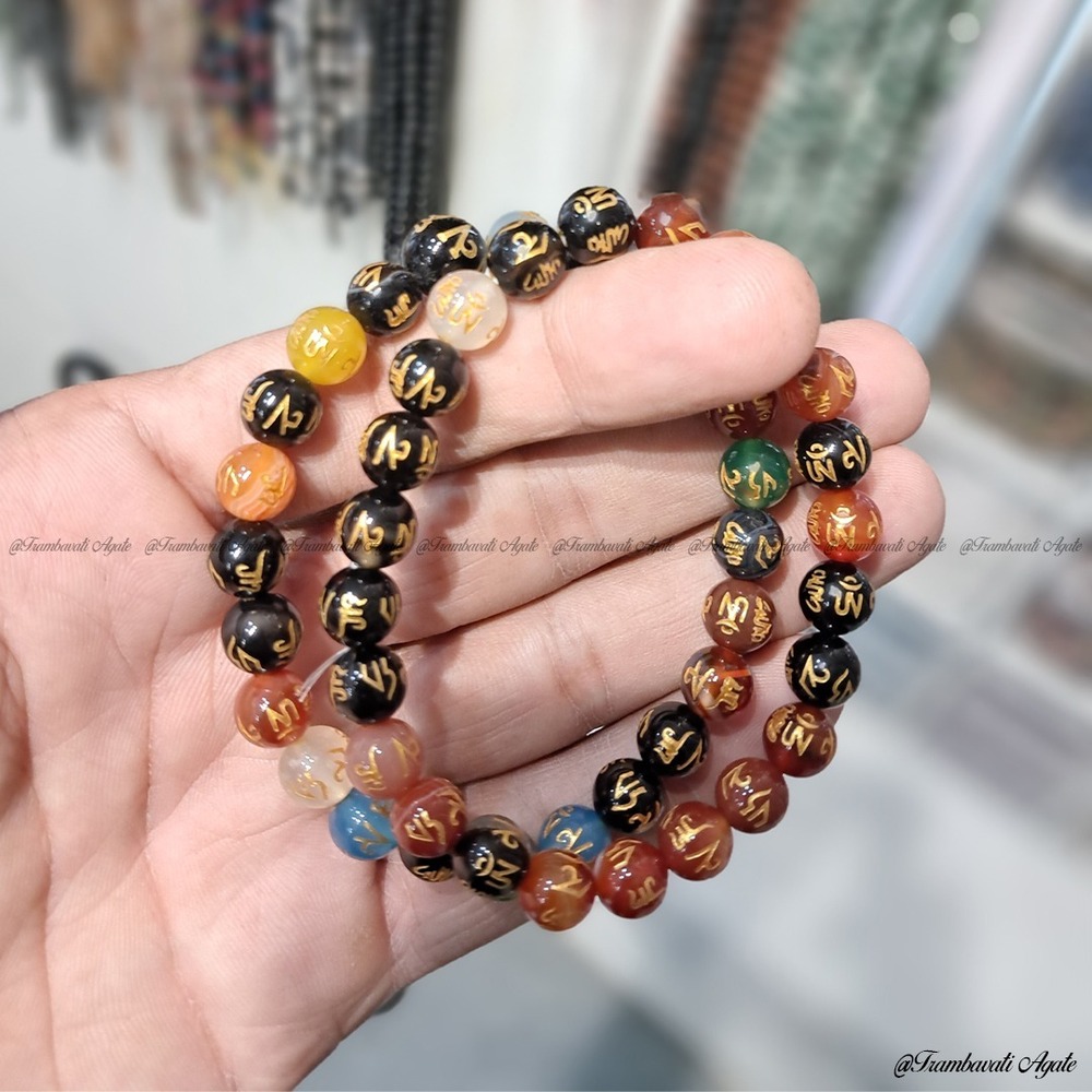 8mm Om Mani Padme Hum Stone Bracelet