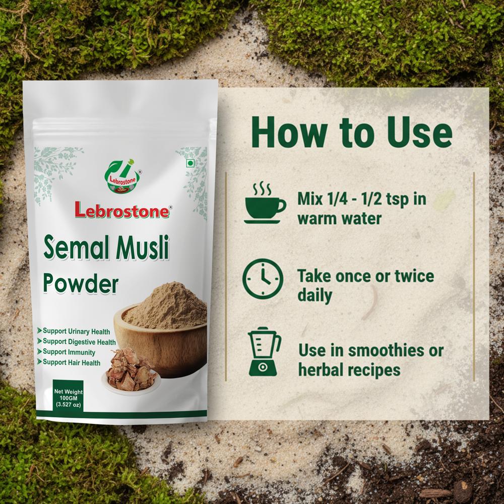 Lebrostone Semal Musli Powder | Herbal Support for Urinary Health, Digestion & Immunity |(100g)