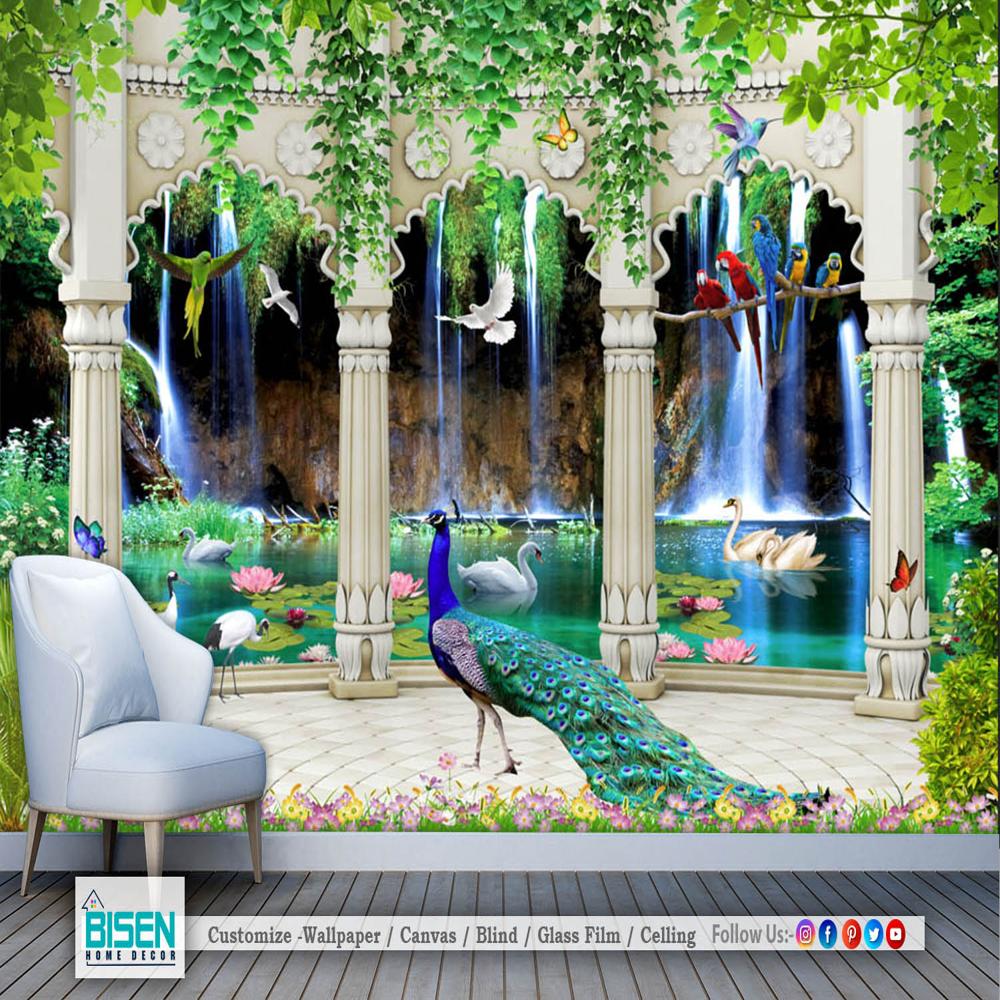 living room nature wallpaper