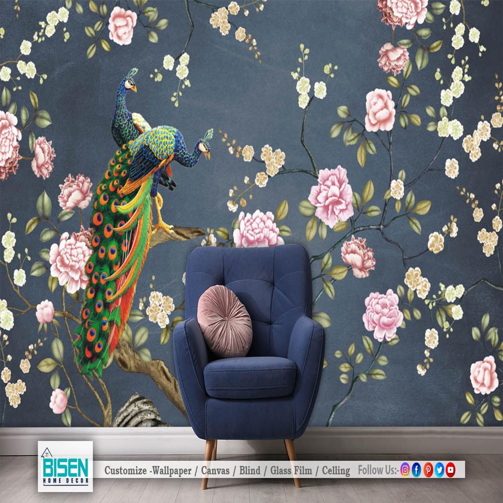 living room nature wallpaper