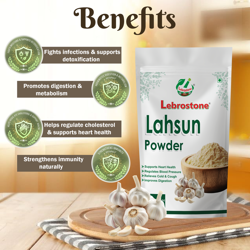 Lebrostone Lahsun Powder  Herbal Formula for Digestion, Cholesterol Regulation, Heart Health & Immunity(100g)