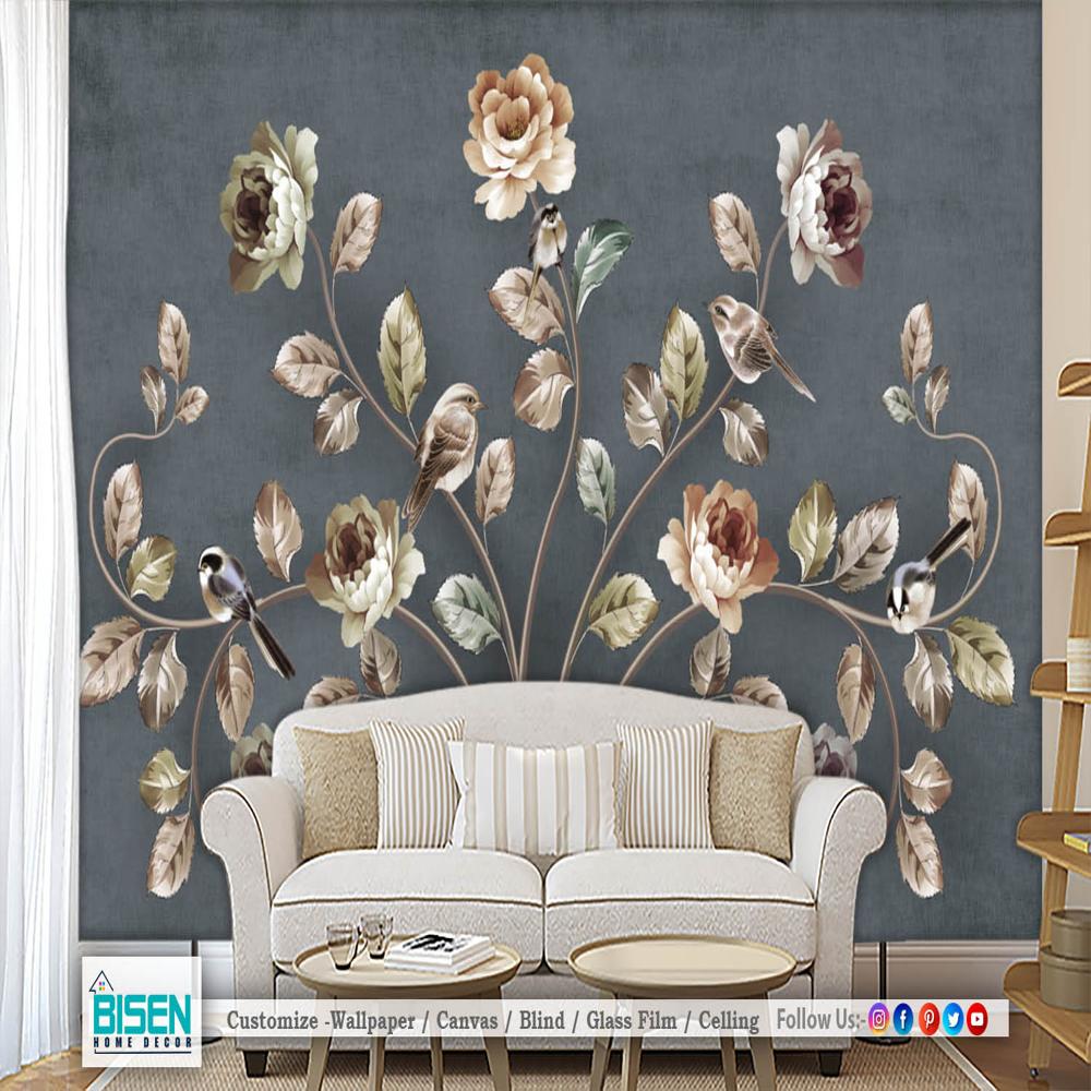 living room tropical wallpaper