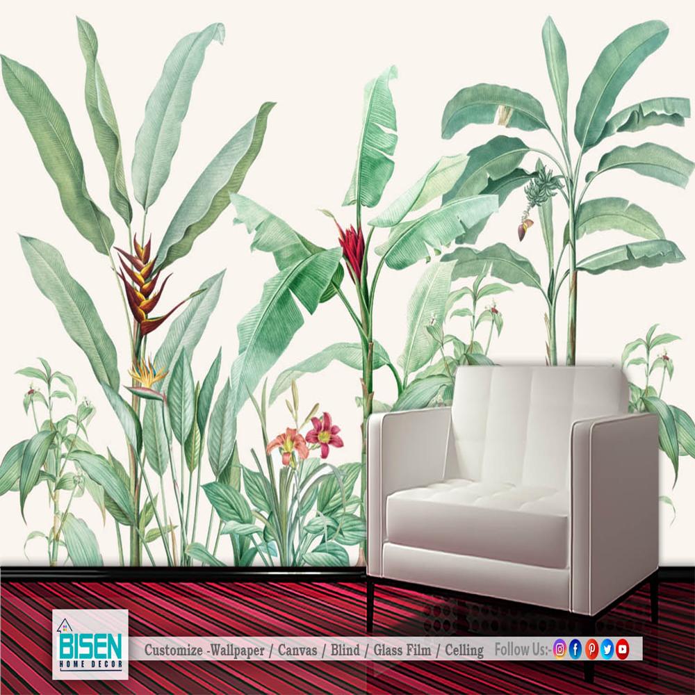 living room tropical wallpaper