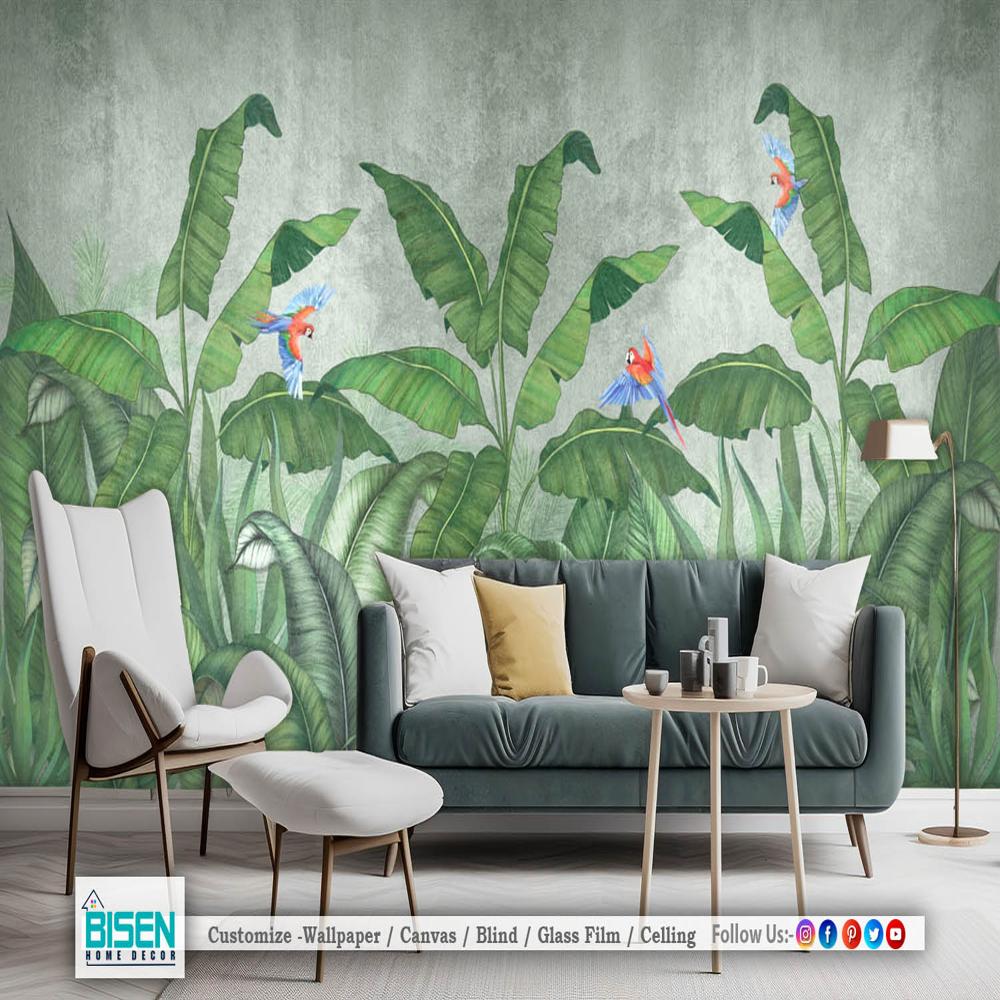 living room tropical wallpaper