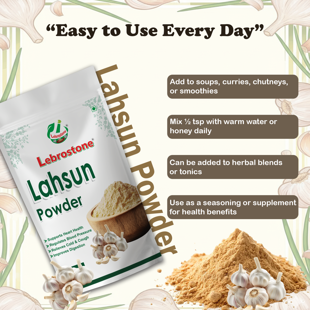 Lebrostone Lahsun Powder  Herbal Formula for Digestion, Cholesterol Regulation, Heart Health & Immunity(200g)