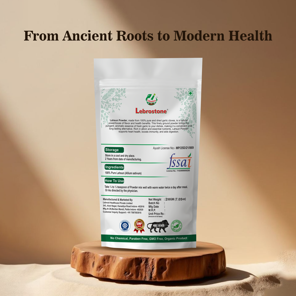 Lebrostone Lahsun Powder  Herbal Formula for Digestion, Cholesterol Regulation, Heart Health & Immunity(200g)