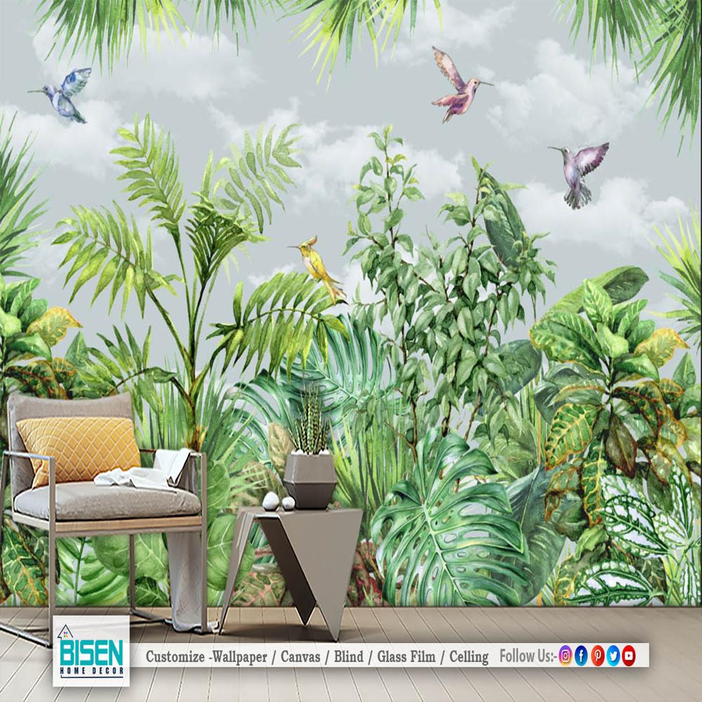 bedroom tropical wall design