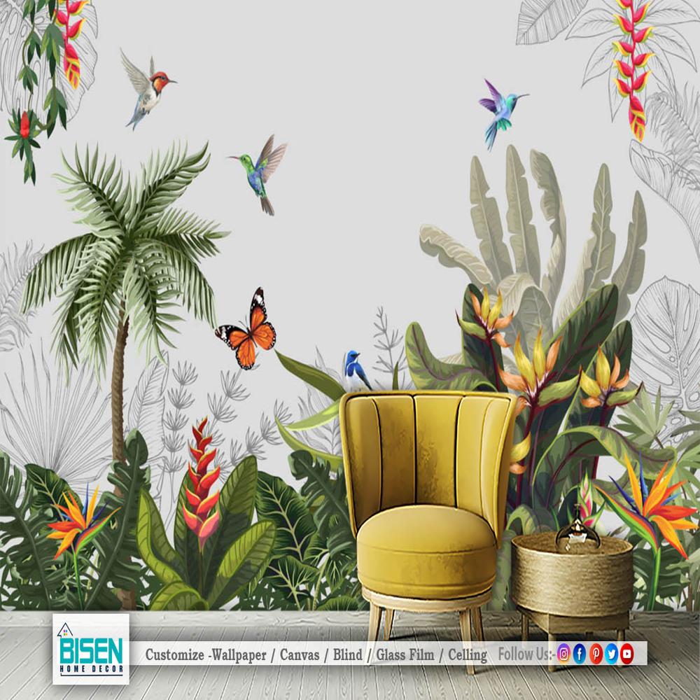 Customized Tropical Wallpaper - Material: Non Woven