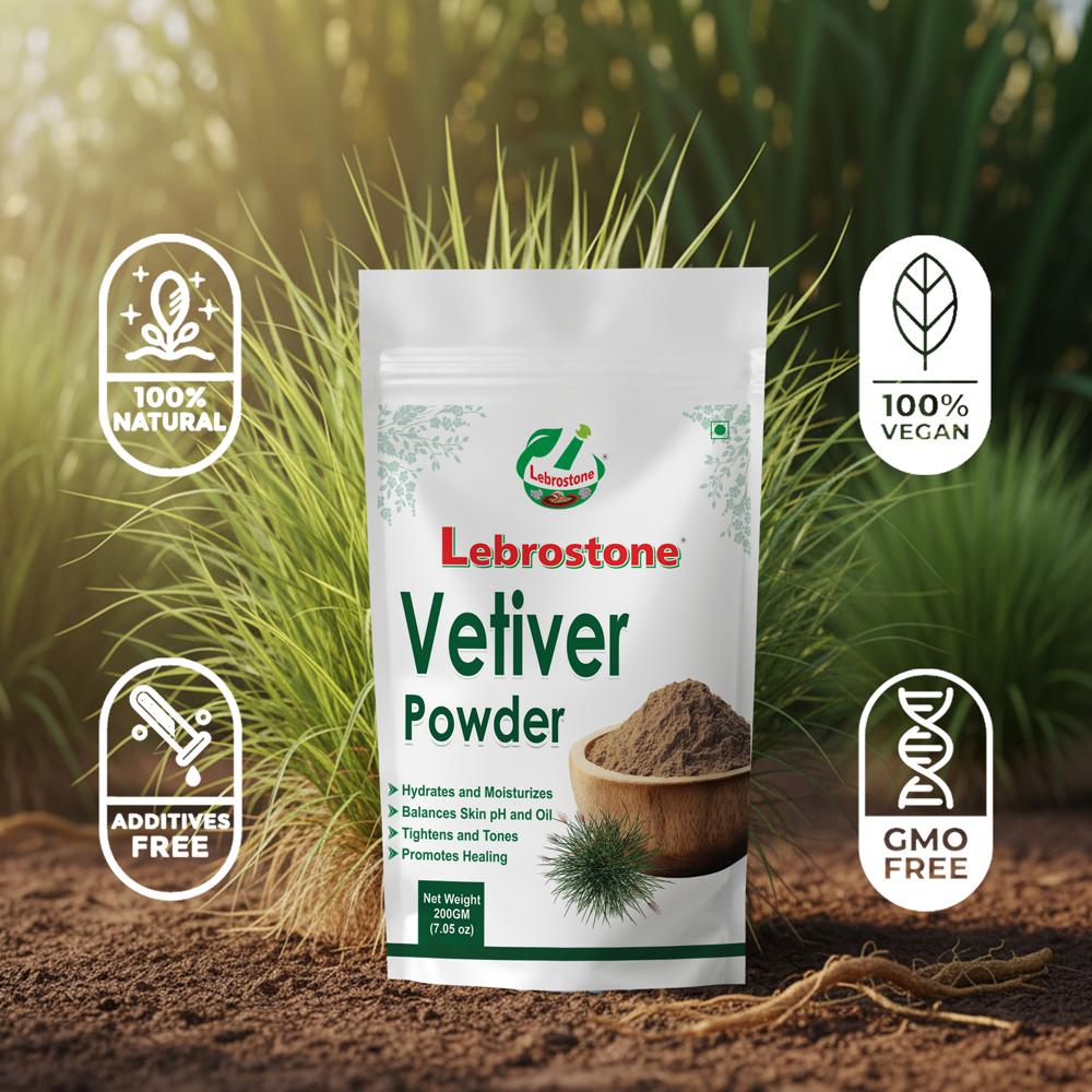 Lebrostone Vetiver Herbal Powder | Body Cooling, Hair Care & Relaxation Support|
