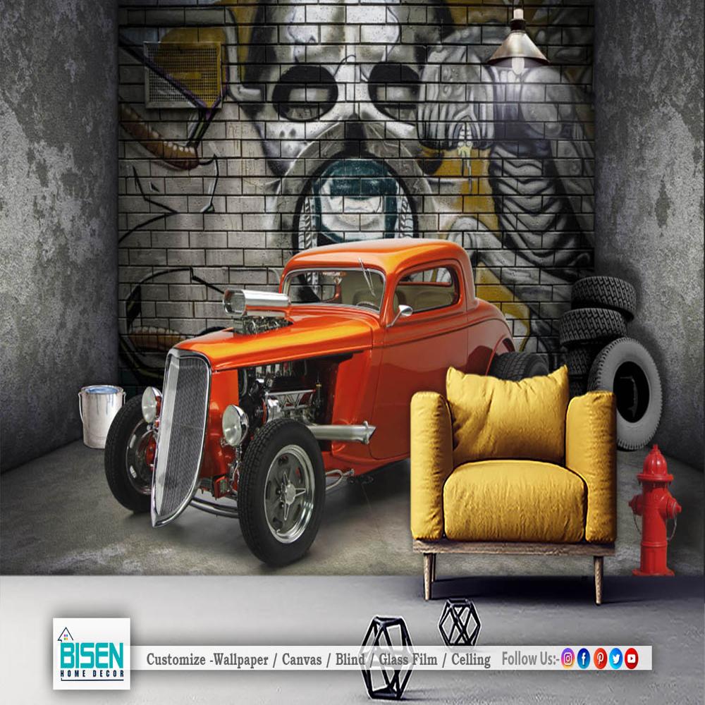 Car Wallpaper - Material: Non Woven