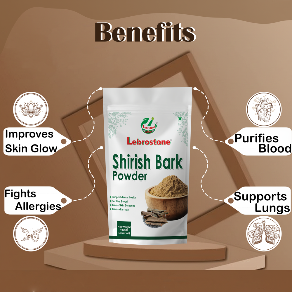 Lebrostone Shirish Bark Powder Herbal Remedy for Skin Health, Allergy Relie & Lung Support(100g)
