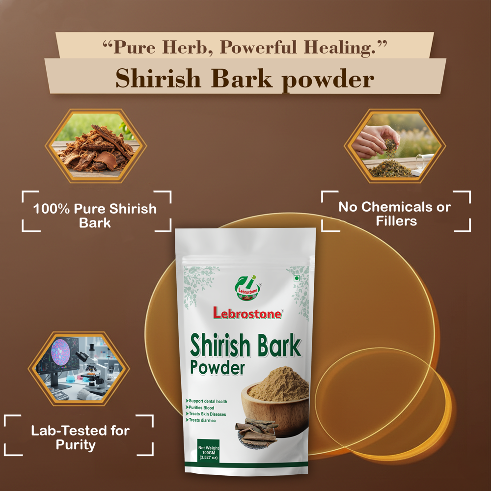 Lebrostone Shirish Bark Powder Herbal Remedy for Skin Health, Allergy Relie & Lung Support(100g)